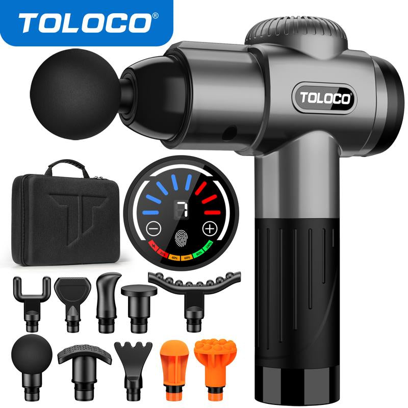 TOLOCO Massage Gun, Muscle Deep Tissue Massage Gun, Percussion Massage Gun with 10 Replacement Heads.