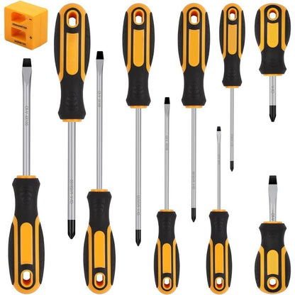 Ultimate 11-Piece Magnetic Screwdriver Set with Magnetizer/Demagnetizer - Precision Phillips & Slotted Tips for Every Task!