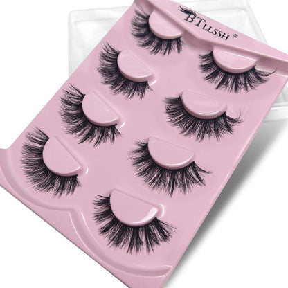 Christmas Long Fluffy Wispy Look Faux Cluster Lashes, Natural Curling Mini Makeup Strip Lash Extensions, Falsies Eyelashes, Full Volume Eyelash for Lashes Extensions, Russian Lash Artist Lashes, Eyelash Extensions Kit