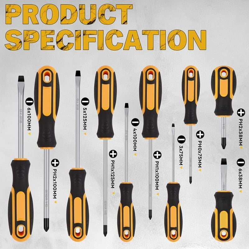 Ultimate 11-Piece Magnetic Screwdriver Set with Magnetizer/Demagnetizer - Precision Phillips & Slotted Tips for Every Task!