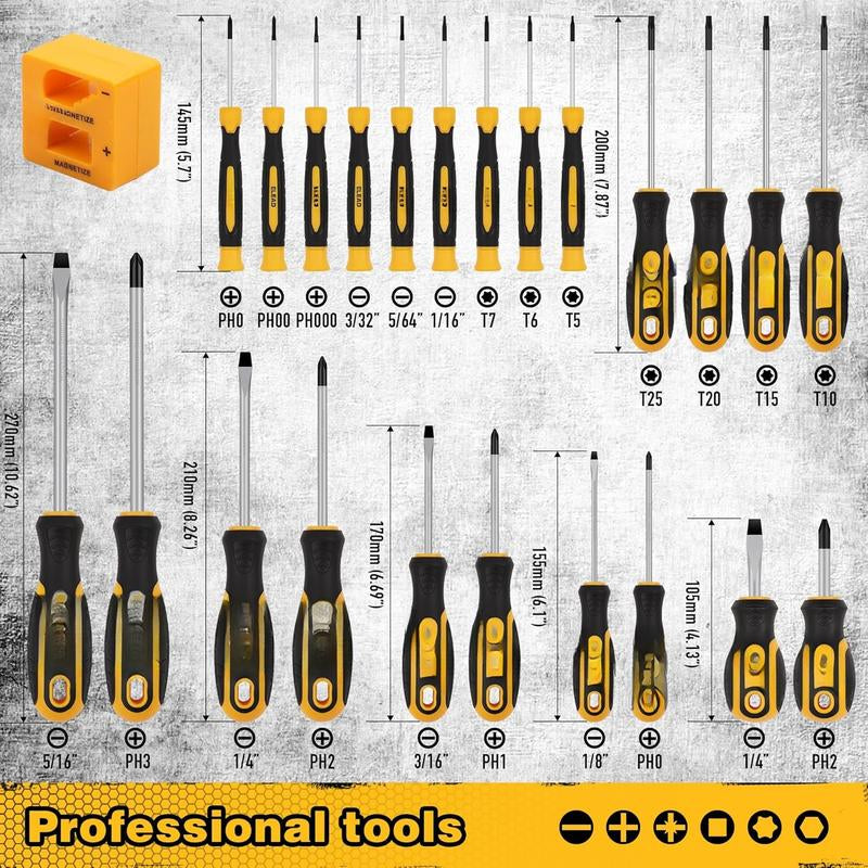 Ultimate 11-Piece Magnetic Screwdriver Set with Magnetizer/Demagnetizer - Precision Phillips & Slotted Tips for Every Task!