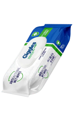 72ct Giggles Antibacterial Wipes