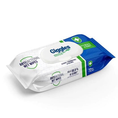 72ct Giggles Antibacterial Wipes