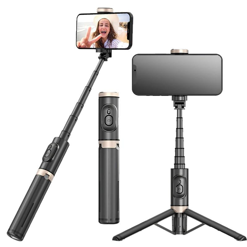 28"Portable Multifunctional Selfie Stick Tripod Aluminum Alloy Lightweight Phone Stand with Wireless Remote Control for Recording Video Selfies Photo Support Horizontal and Vertical Shooting,Extendable Phone Tripod,Compatible with for Iphone Android Phone