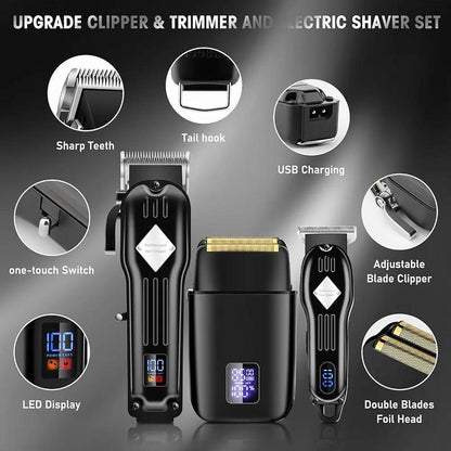 Ultimate Professional Hair Clipper Set with LCD Display - The Perfect Winter Gift for Stylish Men!