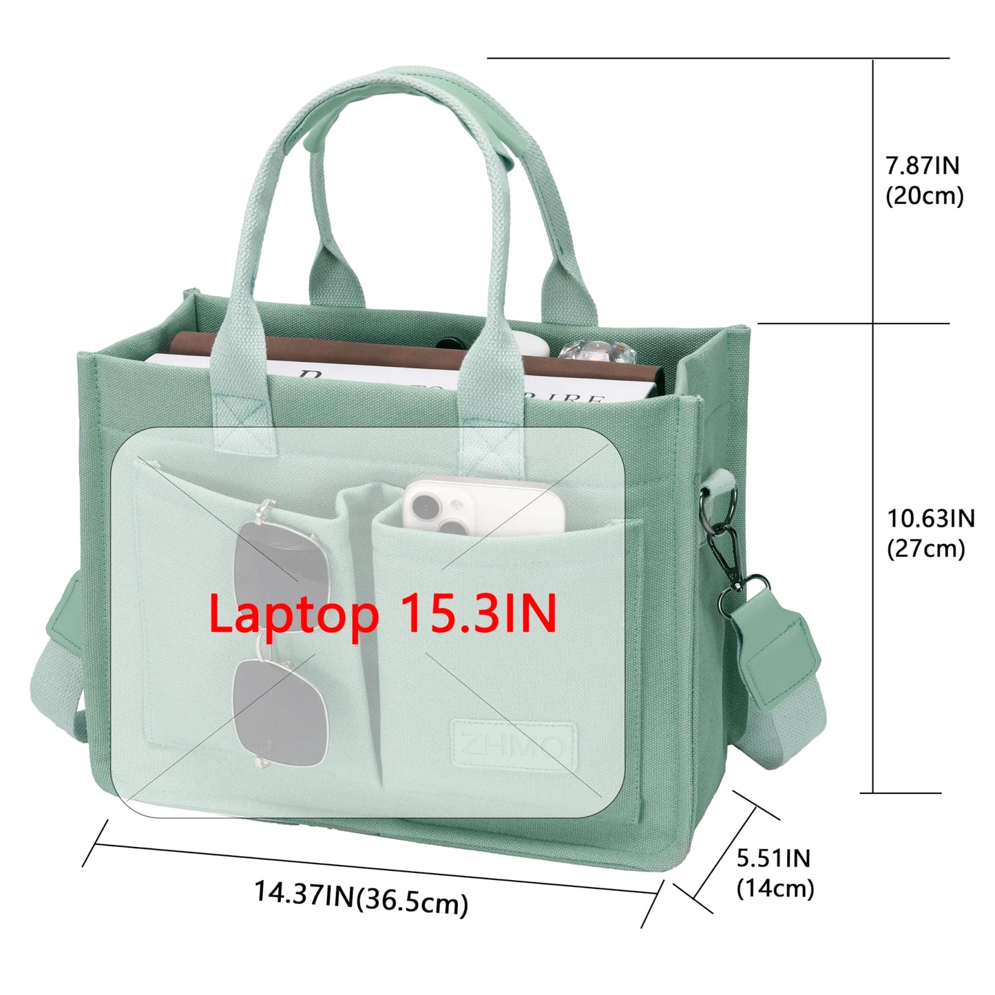 Brisk Green Canvas Work-to-Beach Tote