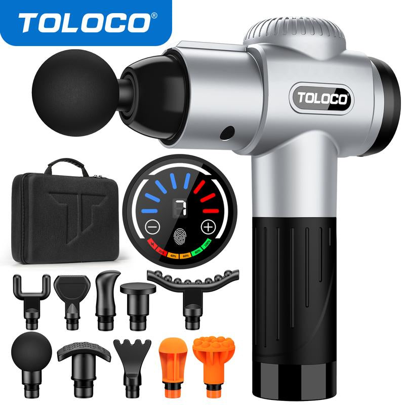 TOLOCO Massage Gun, Muscle Deep Tissue Massage Gun, Percussion Massage Gun with 10 Replacement Heads.