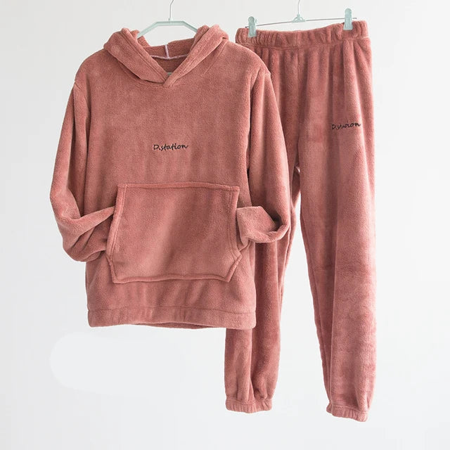 Luxury Coral Fleece Loungewear Set