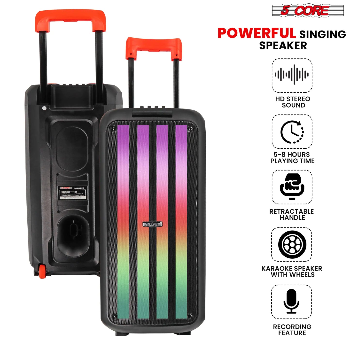 Bluetooth Party Speaker Karaoke Machine + 2 Wireless Mic