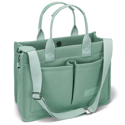 Brisk Green Canvas Work-to-Beach Tote