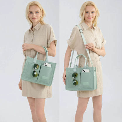 Brisk Green Canvas Work-to-Beach Tote