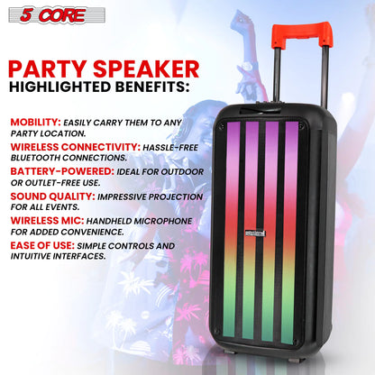 Bluetooth Party Speaker Karaoke Machine + 2 Wireless Mic