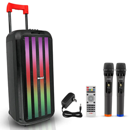 Bluetooth Party Speaker Karaoke Machine + 2 Wireless Mic