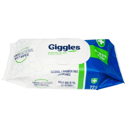 72ct Giggles Antibacterial Wipes